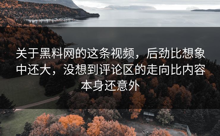 关于黑料网的这条视频,后劲比想象中还大,没想到评论区的走向比内容本身还意外