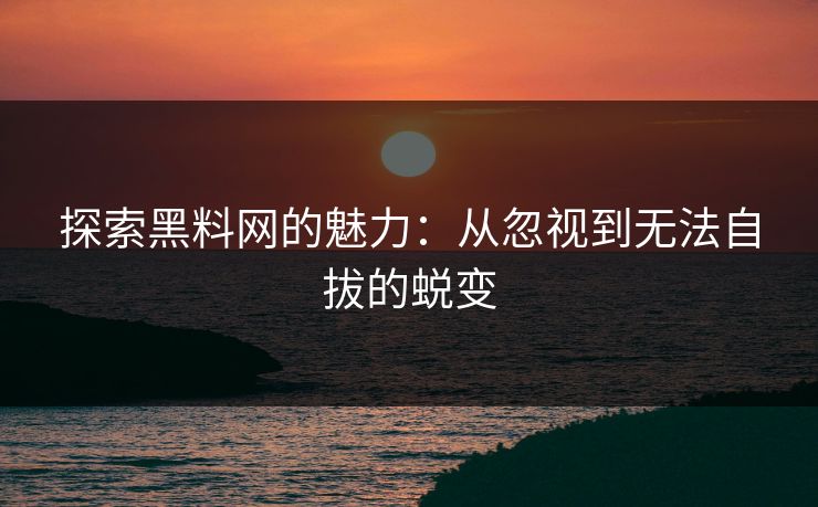 探索黑料网的魅力：从忽视到无法自拔的蜕变
