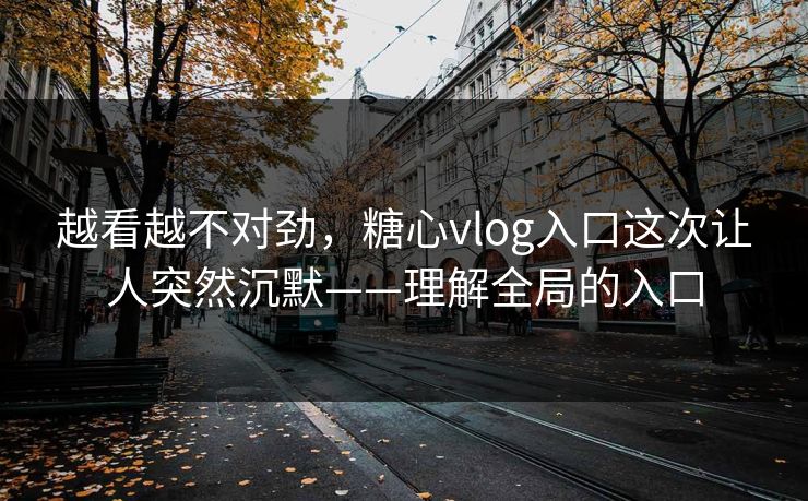 越看越不对劲，糖心vlog入口这次让人突然沉默——理解全局的入口