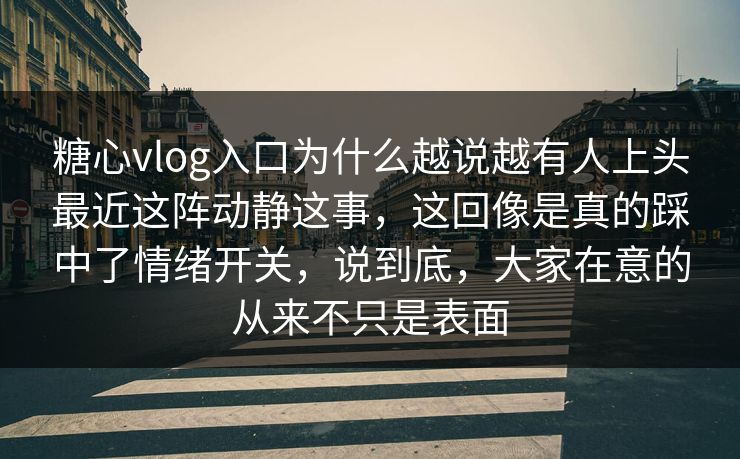 糖心vlog入口为什么越说越有人上头最近这阵动静这事,这回像是真的踩中了情绪开关,说到底,大家在意的从来不只是表面