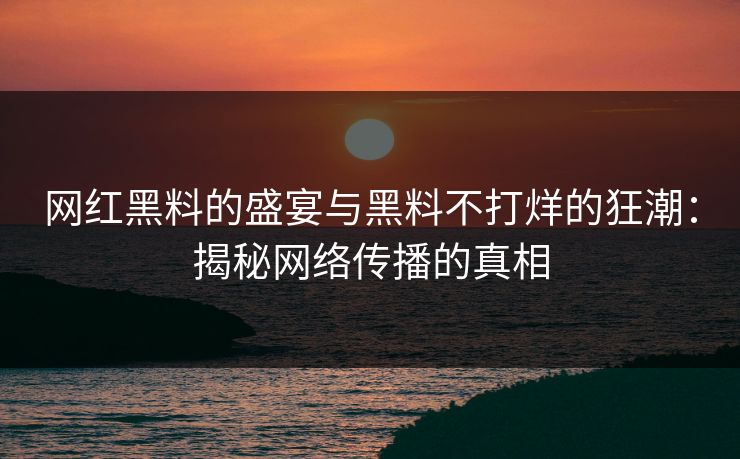 网红黑料的盛宴与黑料不打烊的狂潮:揭秘网络传播的真相
