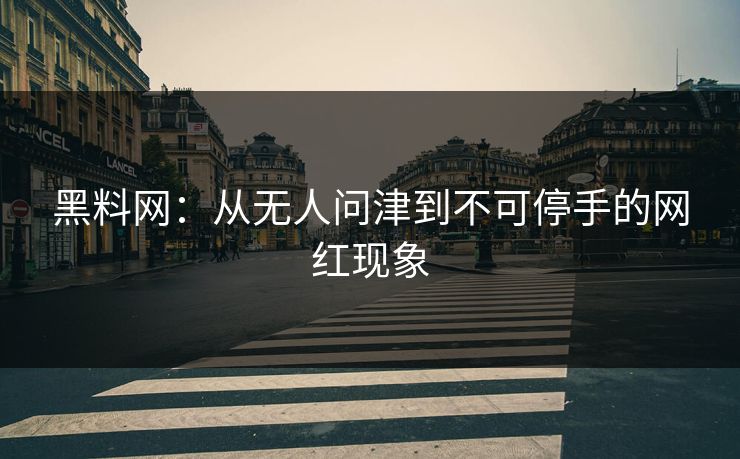 黑料网:从无人问津到不可停手的网红现象