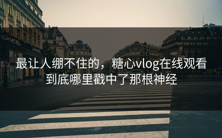 最让人绷不住的,糖心vlog在线观看到底哪里戳中了那根神经