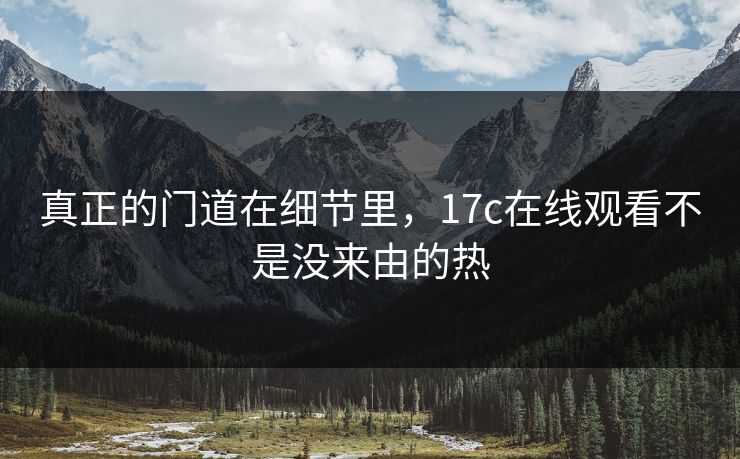 真正的门道在细节里,17c在线观看不是没来由的热