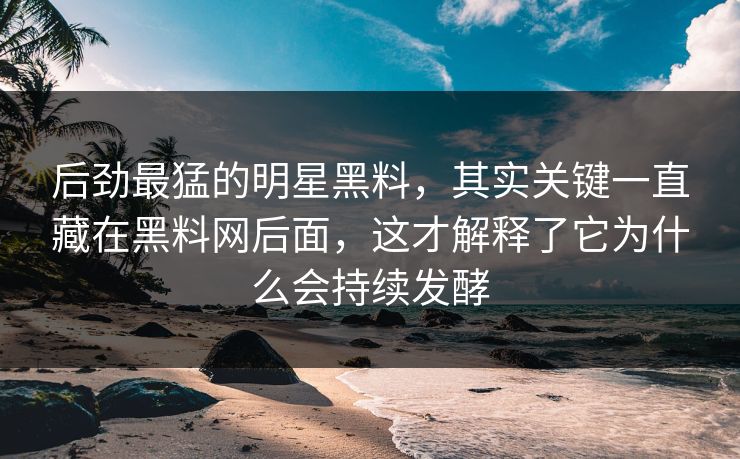 后劲最猛的明星黑料,其实关键一直藏在黑料网后面,这才解释了它为什么会持续发酵